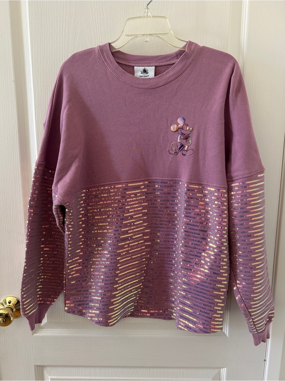 Disney Parks Pink Iridescent Sequin Spirit Jersey Disneyland Size S Oversized